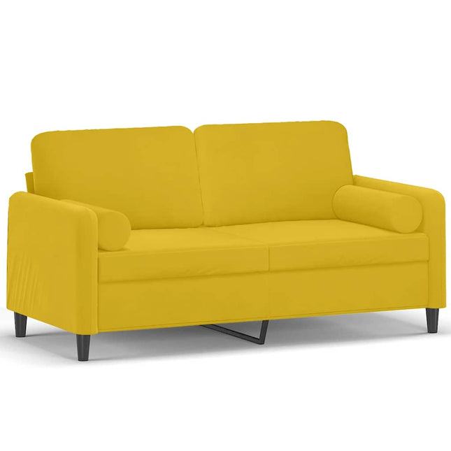 2-personers sofa med pyntepuder 140 cm velour gul