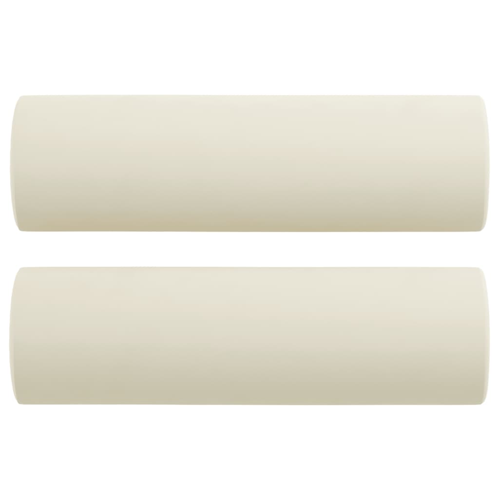 3-personers sofa med pyntepuder 180 cm velour cremefarvet