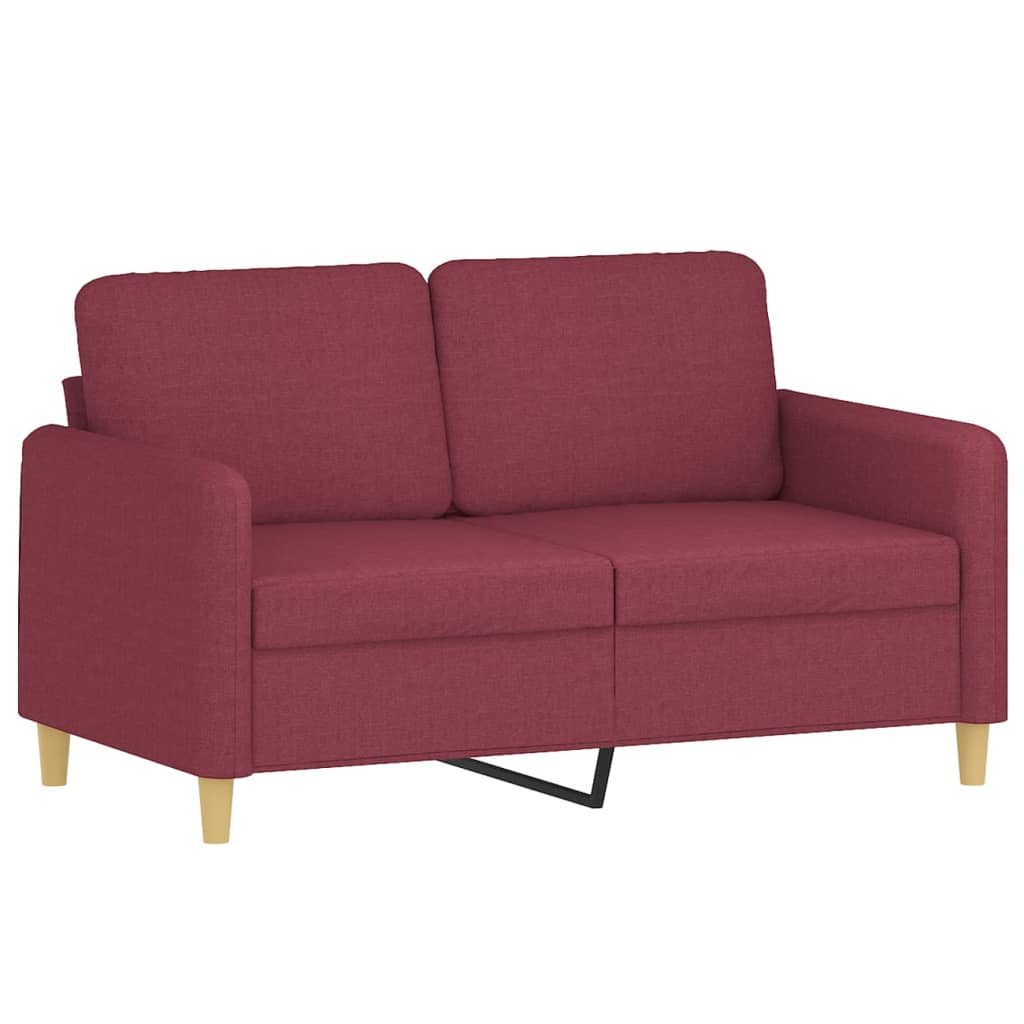 2-personers sofa med pyntepuder 120 cm stof vinrød