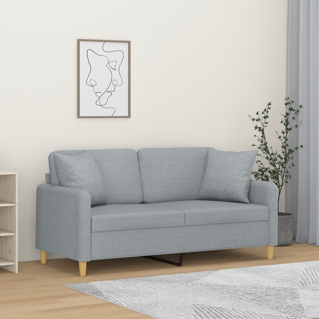 3-Personers Sofa Med Pyntepuder Stof - 140 cm / Lysegrå