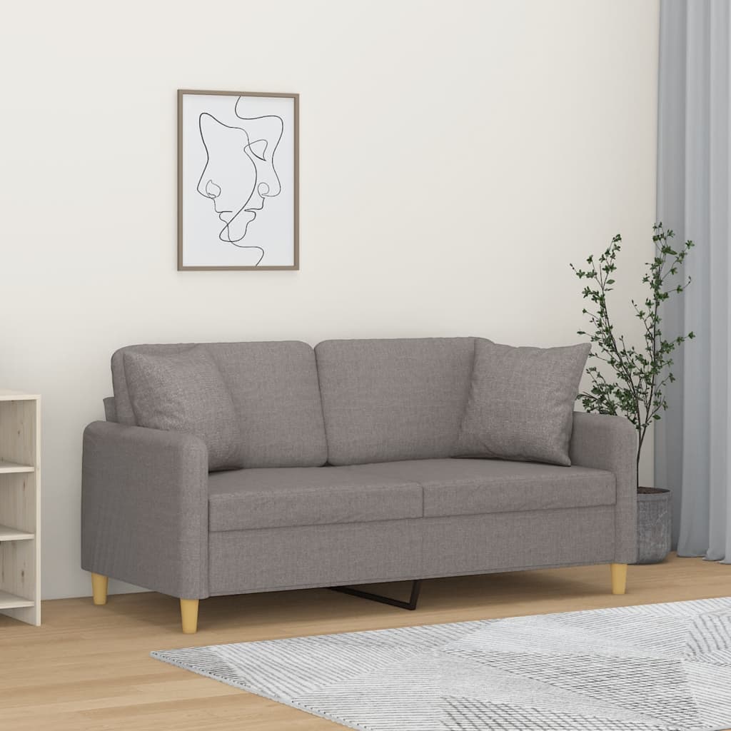 vidaXL 2-personers sofa med pyntepuder 140 cm stof gråbrun
