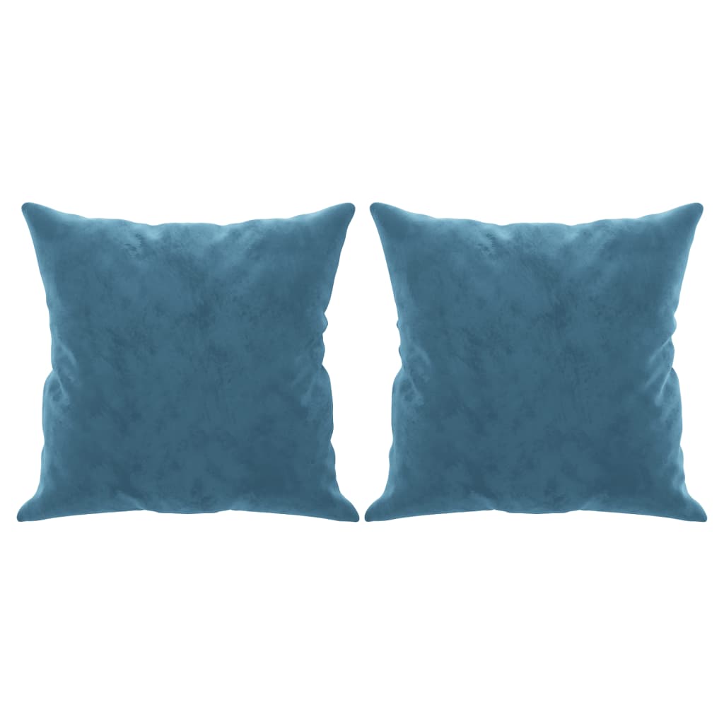 2-personers sofa med pyntepuder 120 cm velour blå