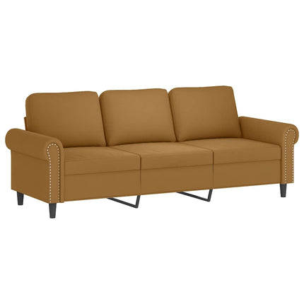 3-personers sofa med pyntepuder 180 cm velour brun