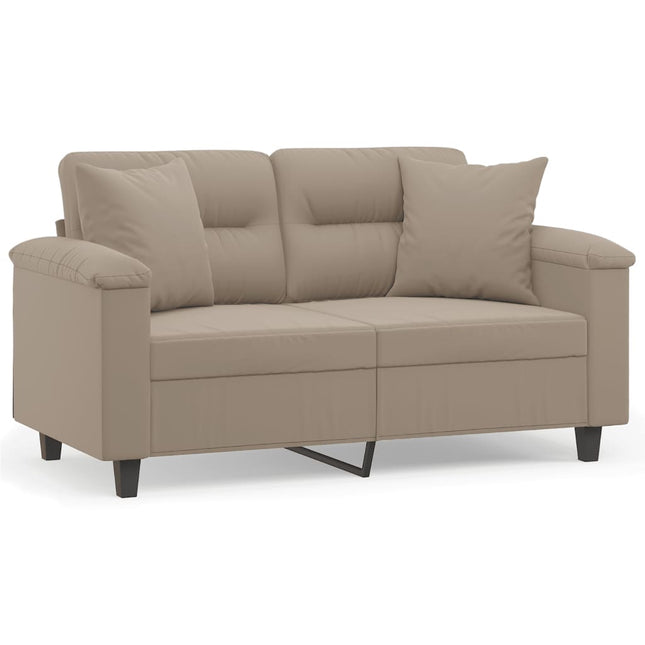 2-personers sofa med puder 120 cm mikrofiberstof gråbrun