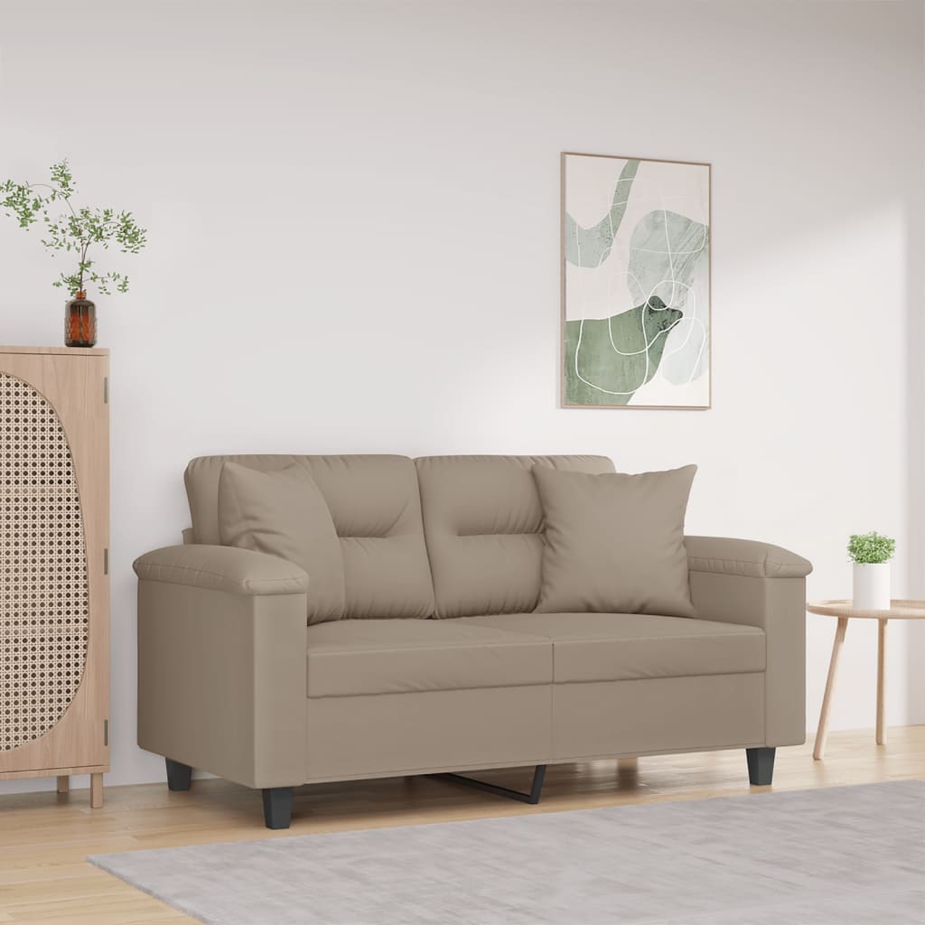 2-personers sofa med puder 120 cm mikrofiberstof grbrun