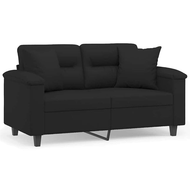 2-personers sofa med puder 120 cm mikrofiberstof sort