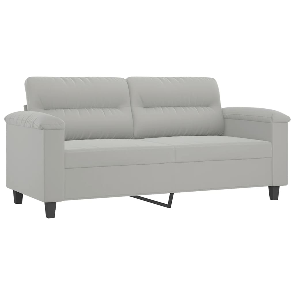 2-personers sofa med puder 140 cm mikrofiberstof lysegrå