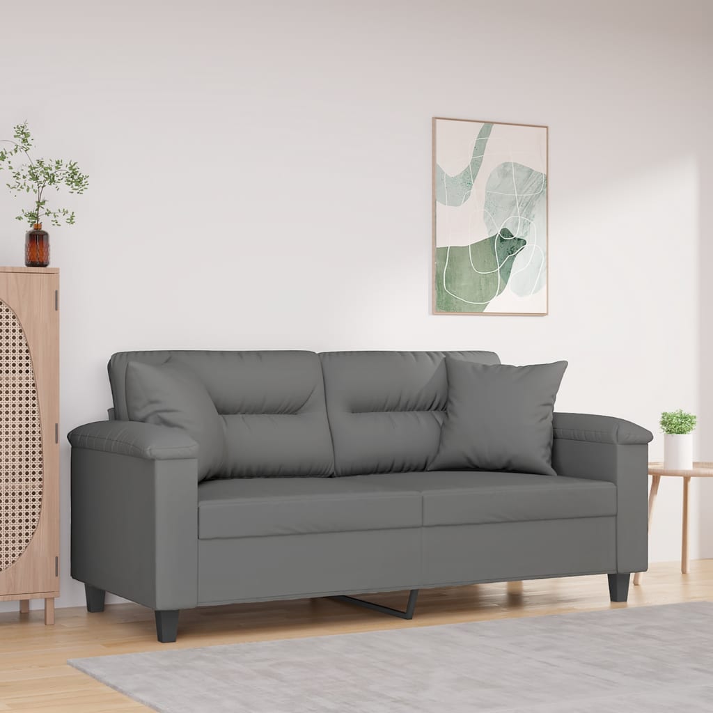 2-personers sofa med puder 140 cm mikrofiberstof mrkegr