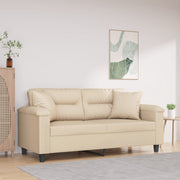 2-personers sofa med puder 140 cm mikrofiberstof creme