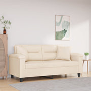 2-personers sofa med puder 140 cm mikrofiberstof beige