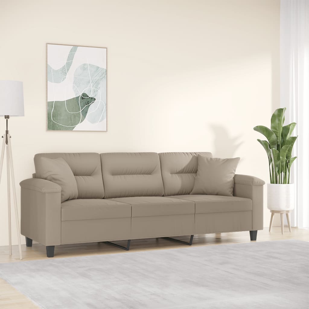 2-Personers Sofa Med Puder Mikrofiberstof - 180 cm / Gråbrun