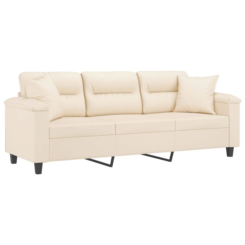 3-personers sofa med puder 180 cm mikrofiberstof beige