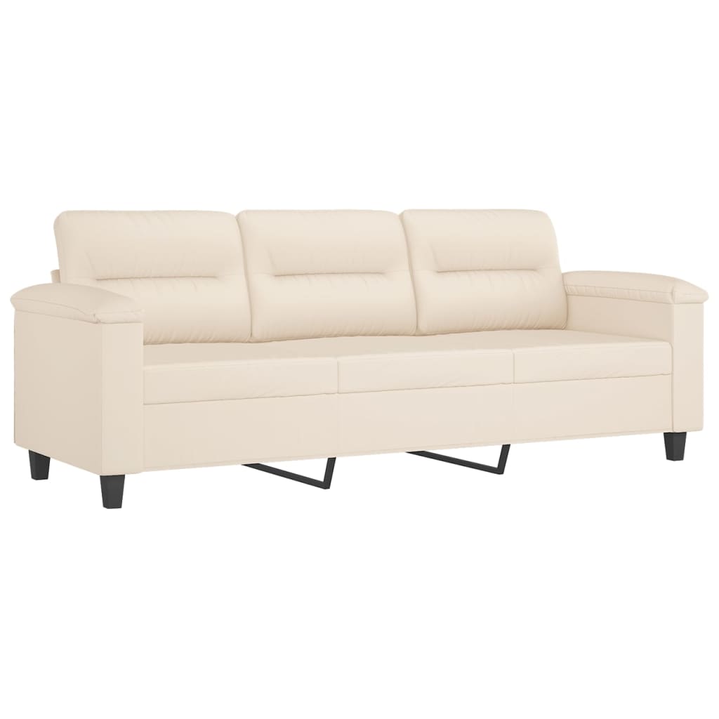 3-personers sofa med puder 180 cm mikrofiberstof beige