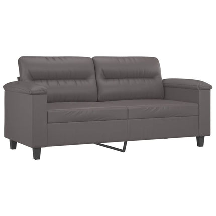 2-personers sofa med pyntepuder 140 cm kunstlæder grå