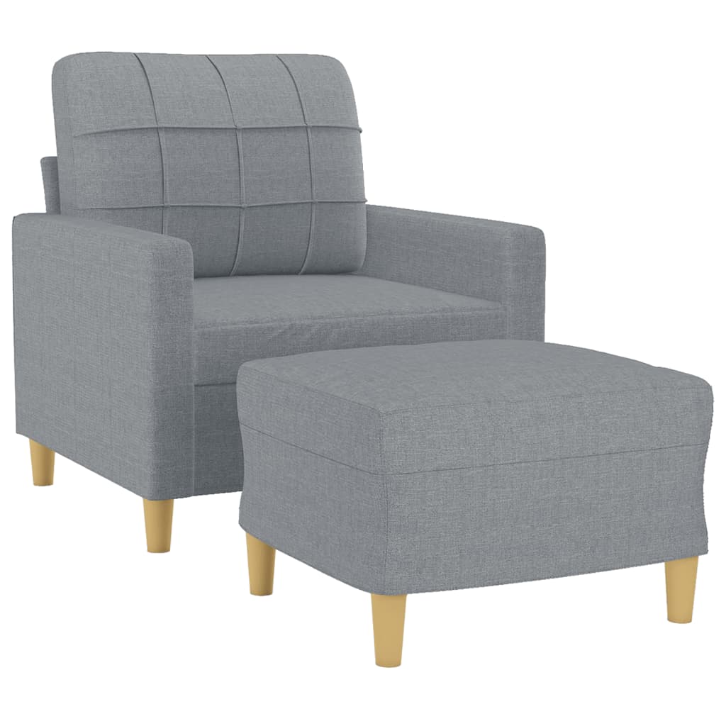 sofastol med fodskammel 60 cm stof lysegrå