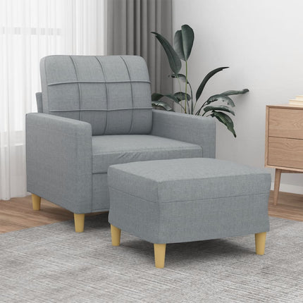sofastol med fodskammel 60 cm stof lysegrå