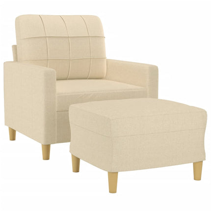 sofastol med fodskammel 60 cm Stof cremefarvet