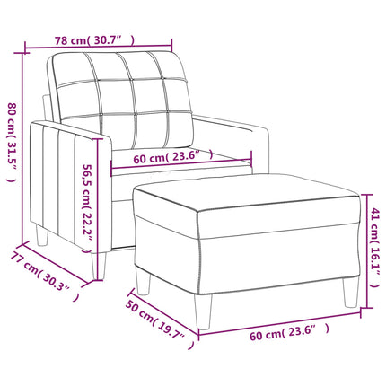 sofastol med fodskammel 60 cm stof Brun
