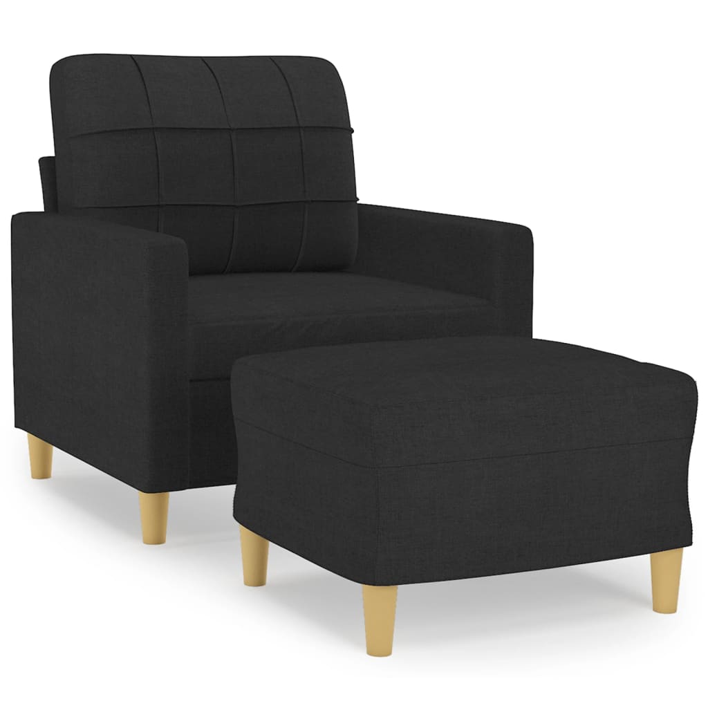 sofastol med fodskammel 60 cm stof Sort