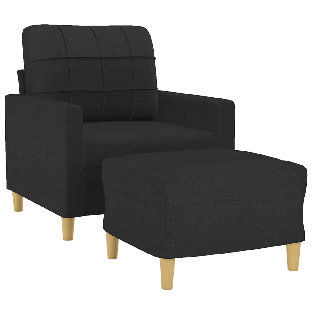 sofastol med fodskammel 60 cm stof Sort