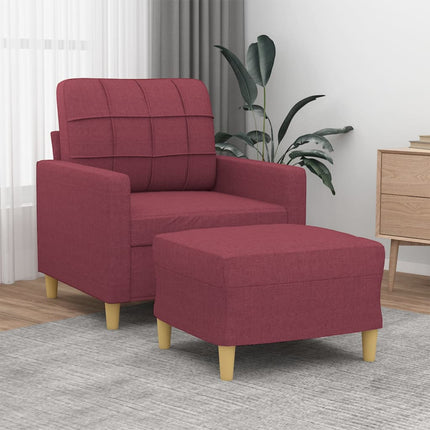 sofastol med fodskammel 60 cm stof vinrød