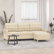3-personers sofa med fodskammel 180 cm stof Cremefarvet