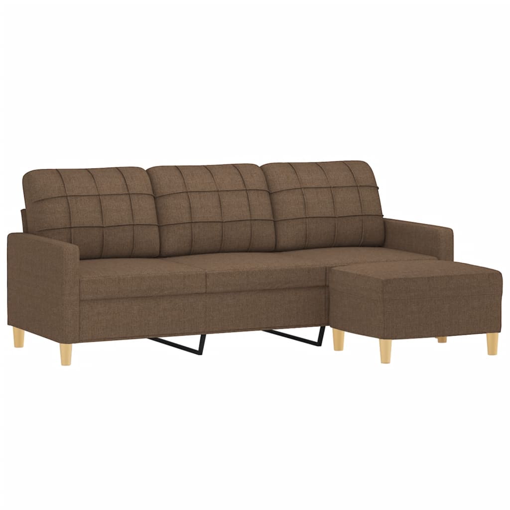 3-personers sofa med fodskammel 180 cm stof Brun