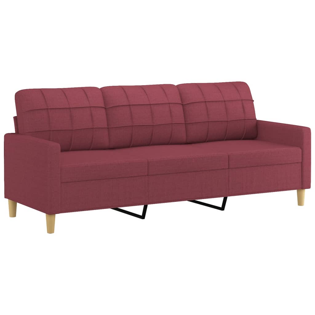 3-personers sofa med fodskammel 180 cm stof Vinrød