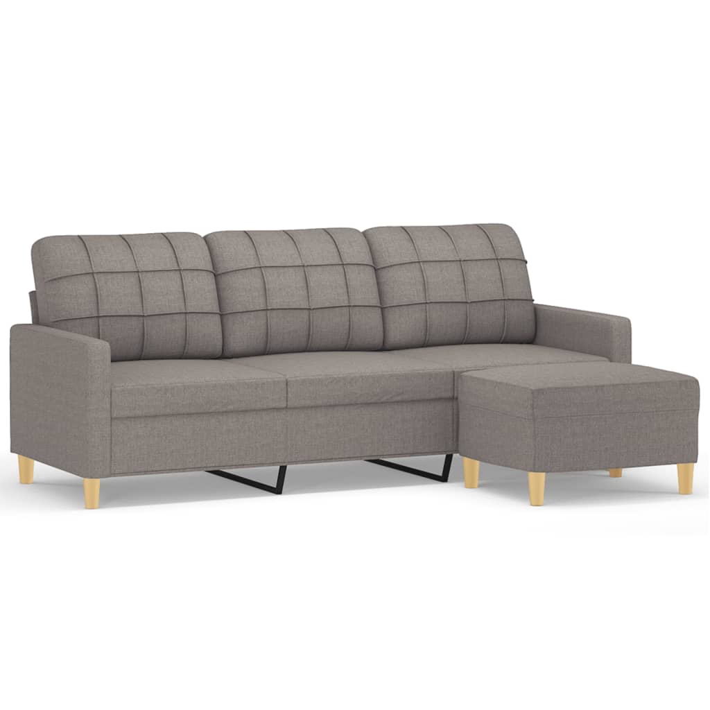 3-personers sofa med fodskammel 180 cm stof Gråbrun