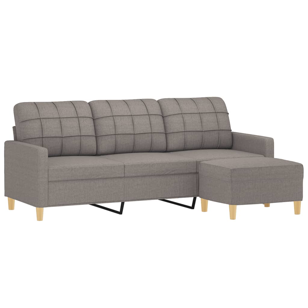 3-personers sofa med fodskammel 180 cm stof Gråbrun