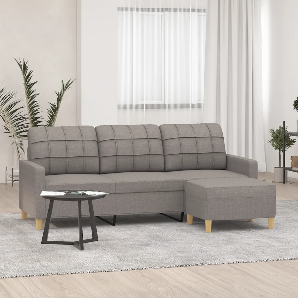 3-personers sofa med fodskammel 180 cm stof Gråbrun