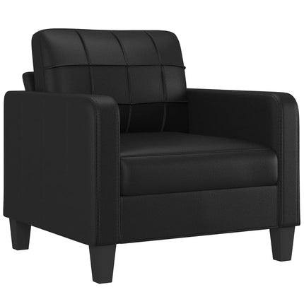 sofastol med fodskammel 60 cm kunstlæder sort