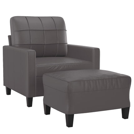sofastol med fodskammel 60 cm kunstlæder grå