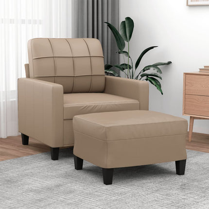 sofastol med fodskammel 60 cm kunstlæder Cappuccino