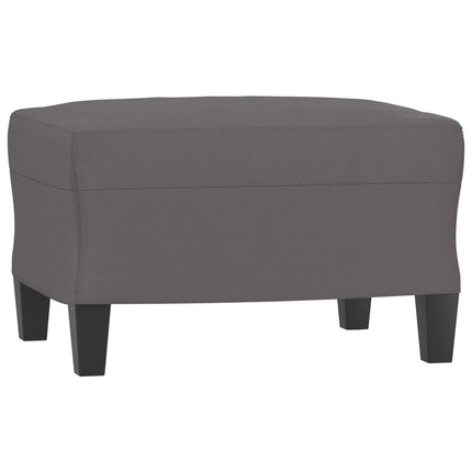 3-personers sofa med fodskammel 180 cm kunstlæder grå