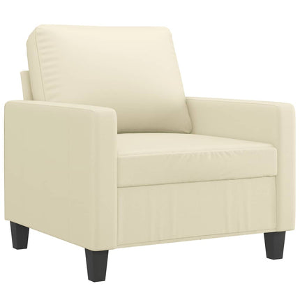 sofastol med fodskammel 60 cm kunstlæder cremefarvet