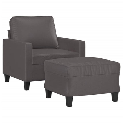 sofastol med fodskammel 60 cm kunstlæder grå