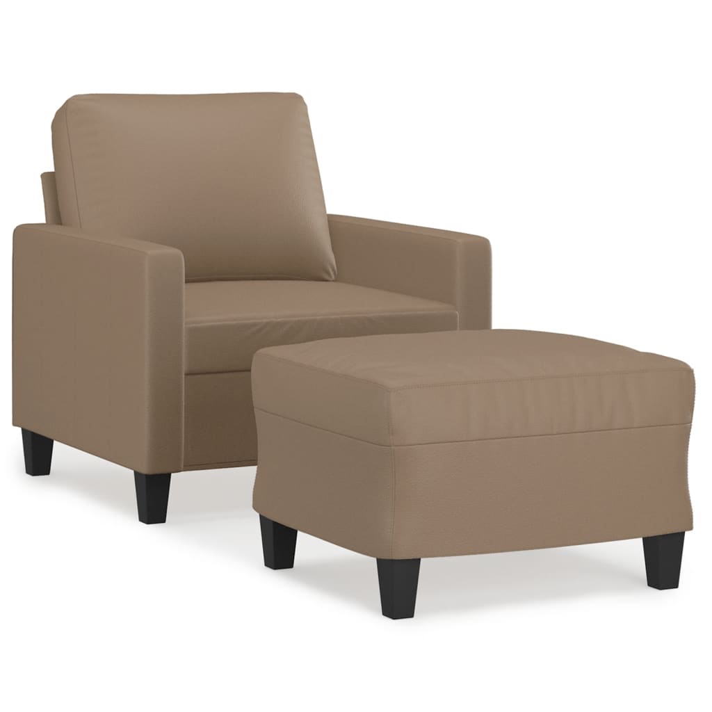 sofastol med fodskammel 60 cm kunstlæder Cappuccino
