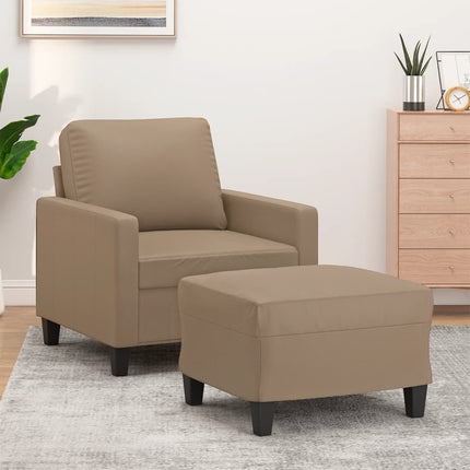 sofastol med fodskammel 60 cm kunstlæder Cappuccino