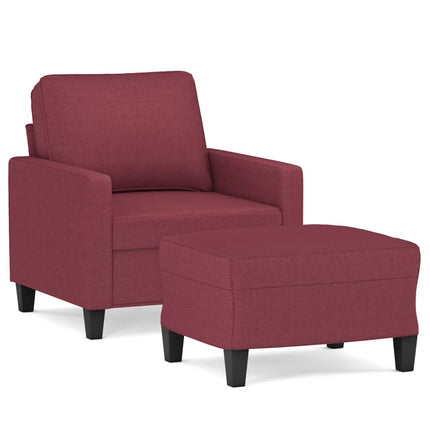 sofastol med fodskammel 60 cm stof vinrød