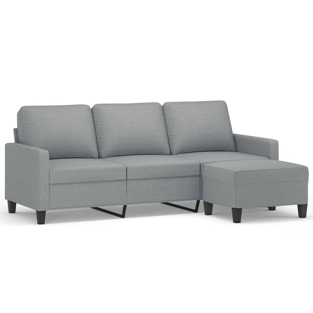 3-personers sofa med fodskammel 180 cm stof Lysegrå