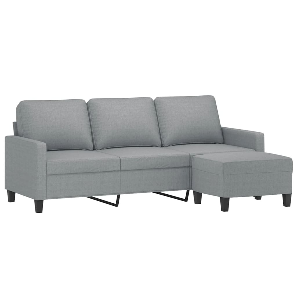 3-personers sofa med fodskammel 180 cm stof Lysegrå