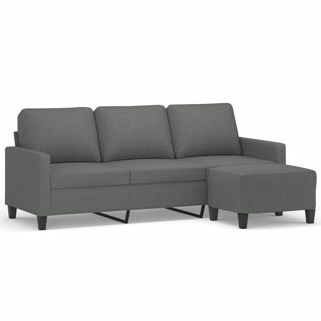 3-personers sofa med fodskammel 180 cm stof Mørkegrå