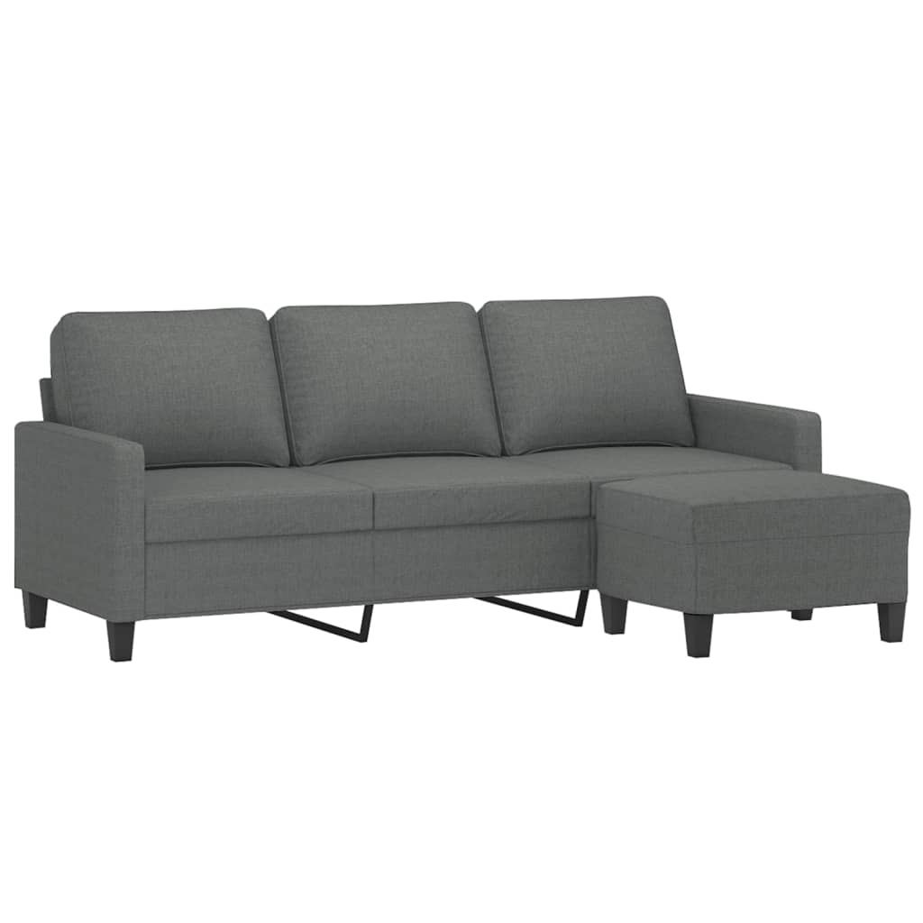 3-personers sofa med fodskammel 180 cm stof Mørkegrå