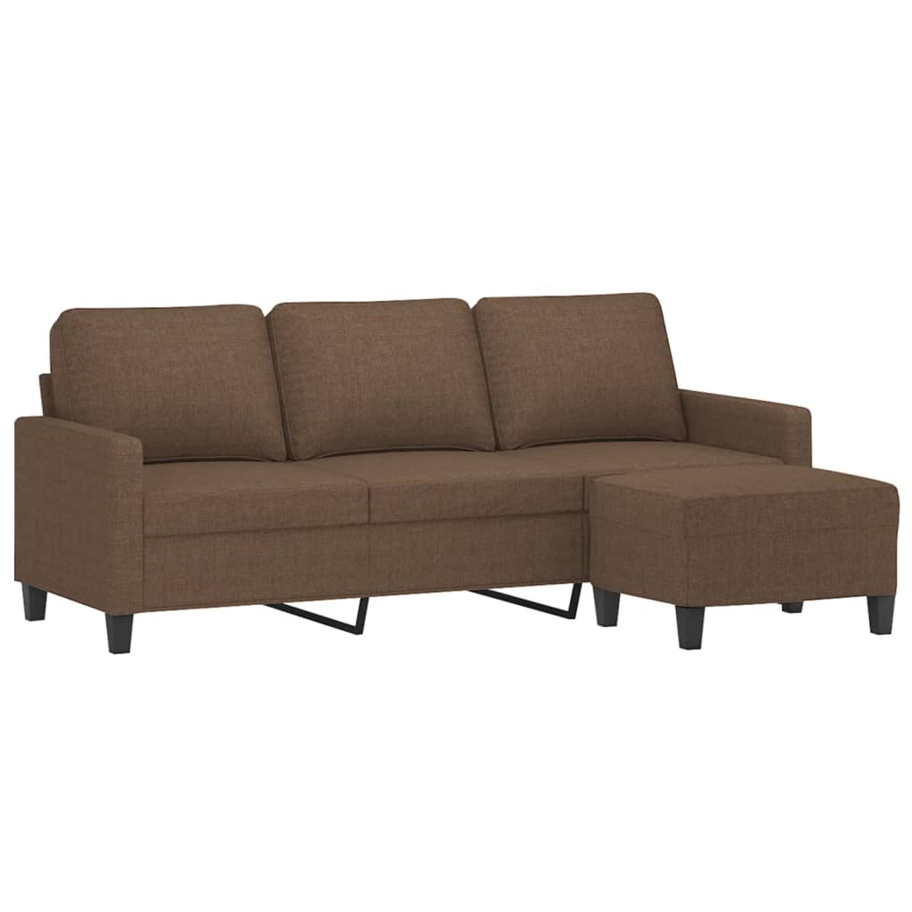 3-personers sofa med fodskammel 180 cm stof Brun