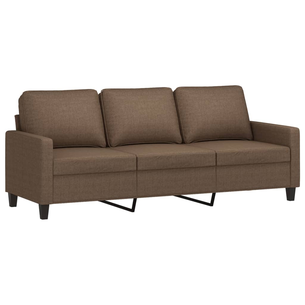3-personers sofa med fodskammel 180 cm stof Brun