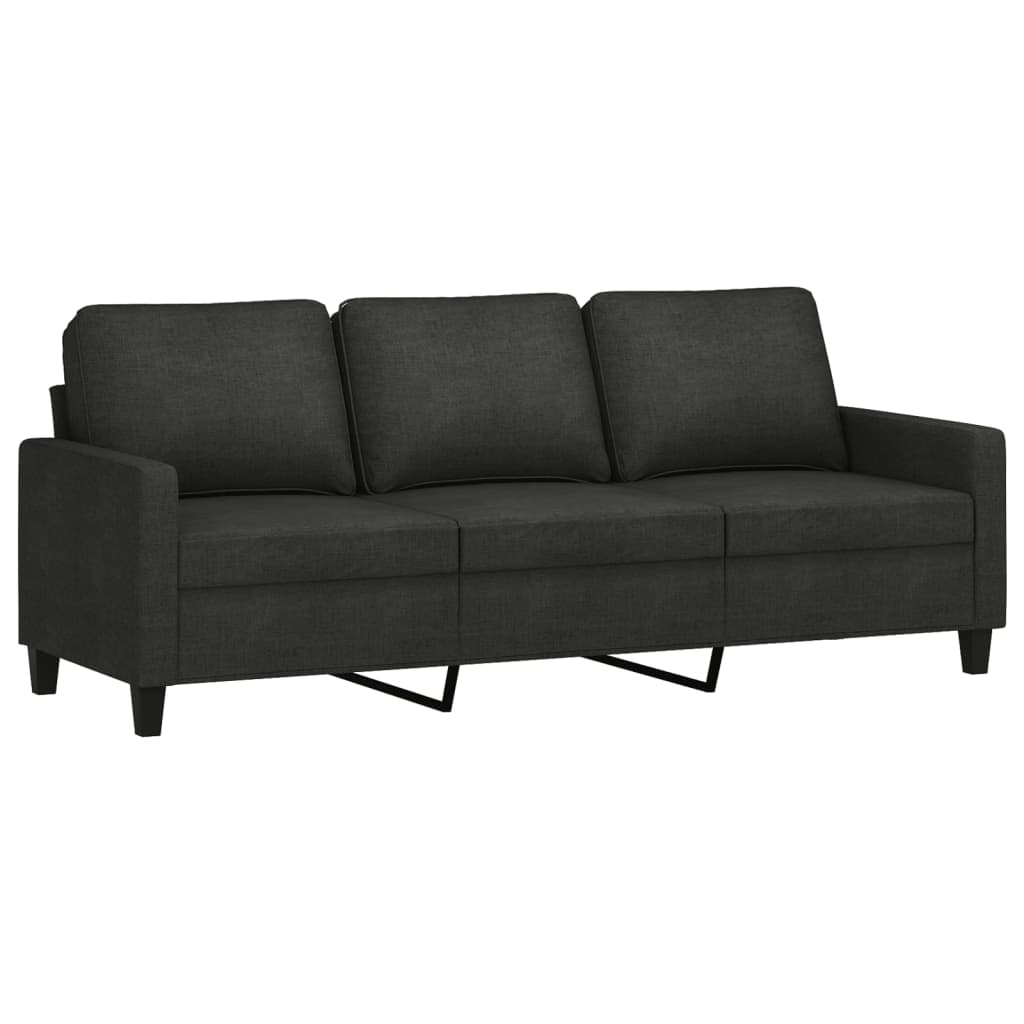 3-personers sofa med fodskammel 180 cm sort