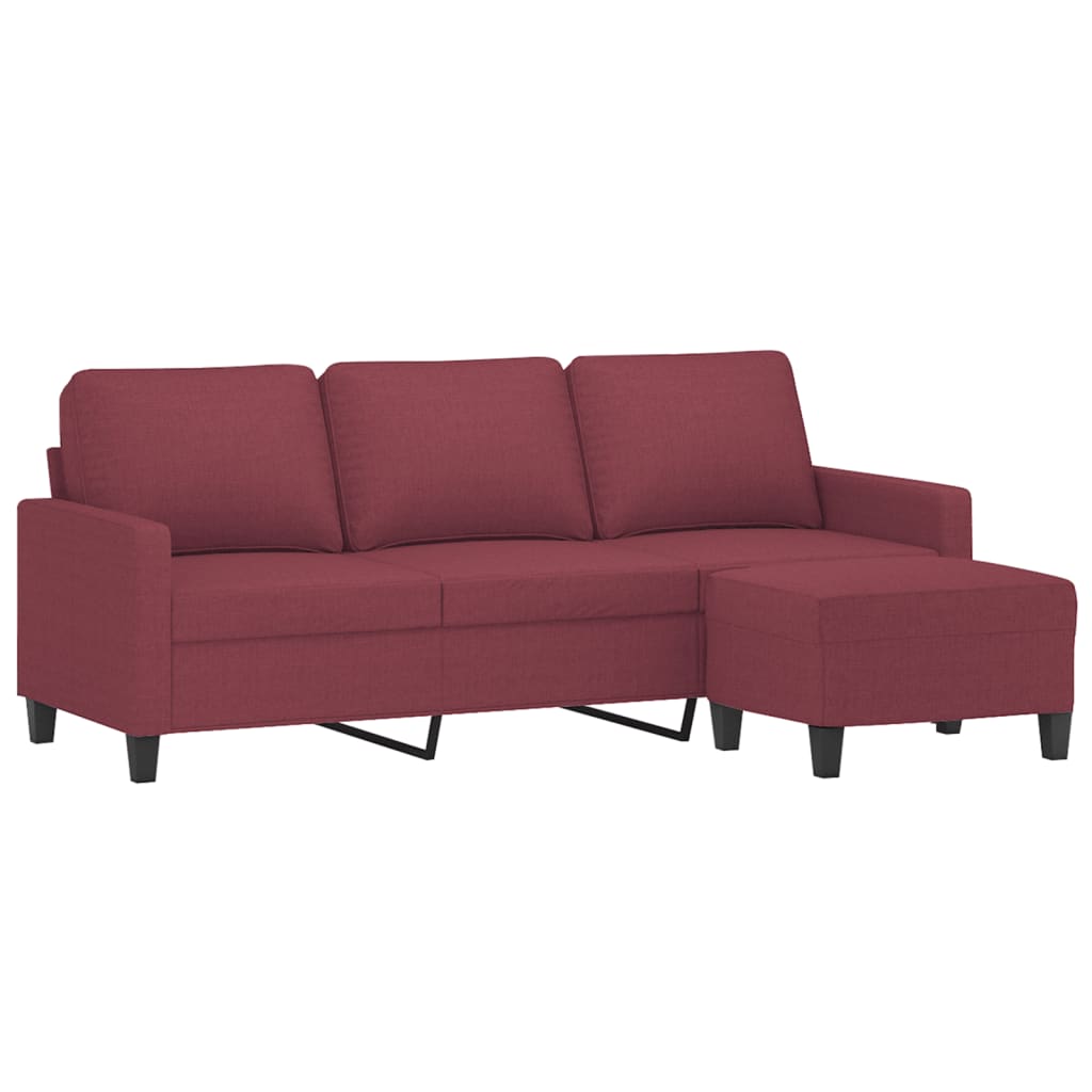 3-personers sofa med fodskammel 180 cm stof Vinrød