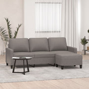 3-personers sofa med fodskammel 180 cm stof Gråbrun