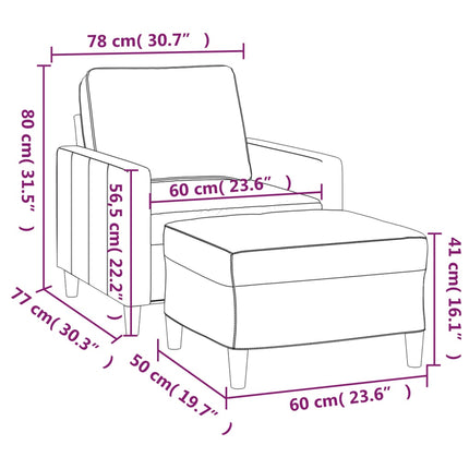 sofastol med fodskammel 60 cm velour lyserød